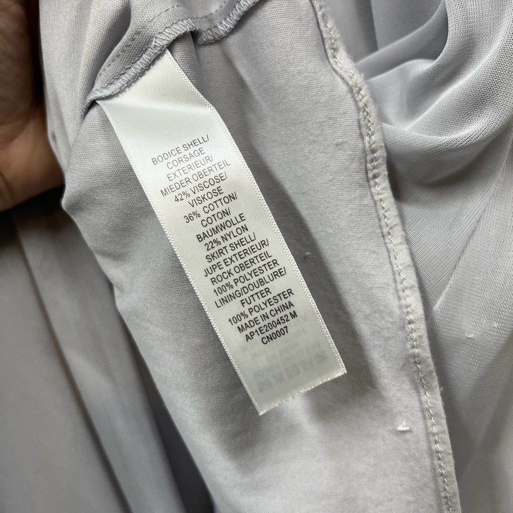 Adrianna Papell Gown Short Sleeve Lace Stretch Tulle Silver Jewel Waist‎ Size 6 - Picture 9 of 15